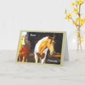 Zwei Pferde in der Koppel, Karte (Gelbe Blume)