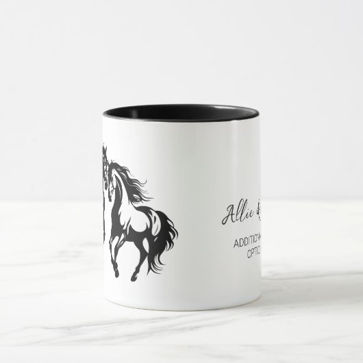 Zwei Pferde in der Liebe Schwarz-weißes Pferdefreu Tasse (Zentrum)