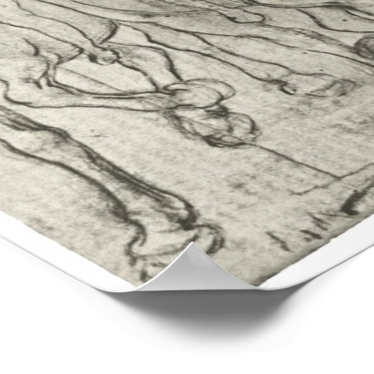 Zwei Pferde, Leonardo Da Vinci Poster (Ecke)