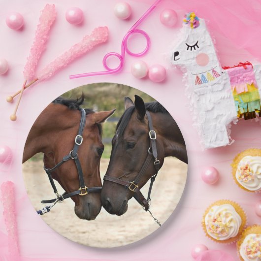 Zwei Pferde Liebe Pappteller (Party)