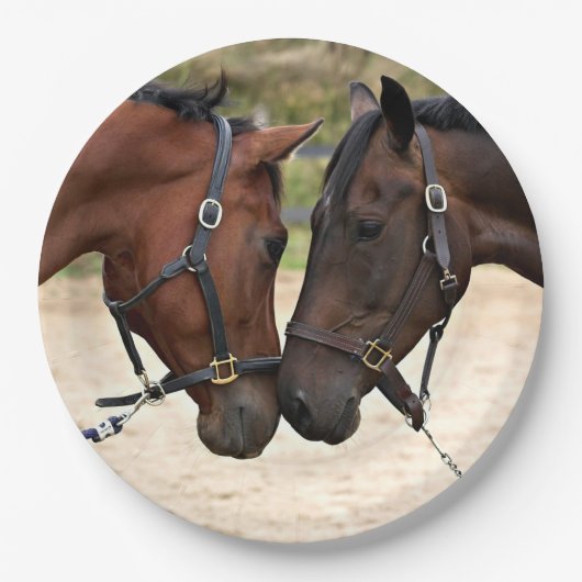 Zwei Pferde Liebe Pappteller (Vorderseite)