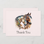 Zwei Pferde mit Feather Dekorationen Boho Vielen D Dankeskarte (Vorne/Hinten)