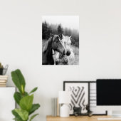 Zwei Pferde Rustikale Landschaft Poster (Heimbüro)