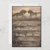 Zwei Pferde Rustikaler Western Hochzeit lädt ein Einladung (Vorderseite)