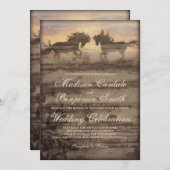 Zwei Pferde Rustikaler Western Hochzeit lädt ein Einladung (Vorne/Hinten)