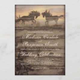Zwei Pferde Rustikaler Western Hochzeit lädt ein Einladung