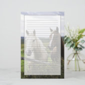 Zwei Pferde stehen nahen Zaun auf dem Briefpapier (Stehend Vorderseite)