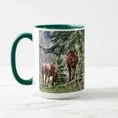 Zwei Pferde und Waldtiere Foto trinken Tasse (Links)