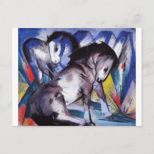 Zwei Pferde von Franz Marc Postkarte (Vorderseite)