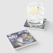 Zwei Pferde (von Franz Marc) Steinuntersetzer (Seitenansicht)