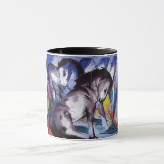 Zwei Pferde (von Franz Marc) Tasse (Zentrum)