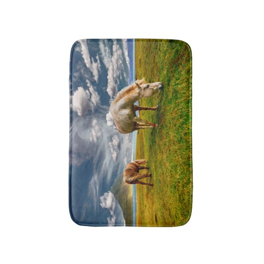 Zwei Pferde Weiden in Weide Badematte (Vorderseite Vertikal)