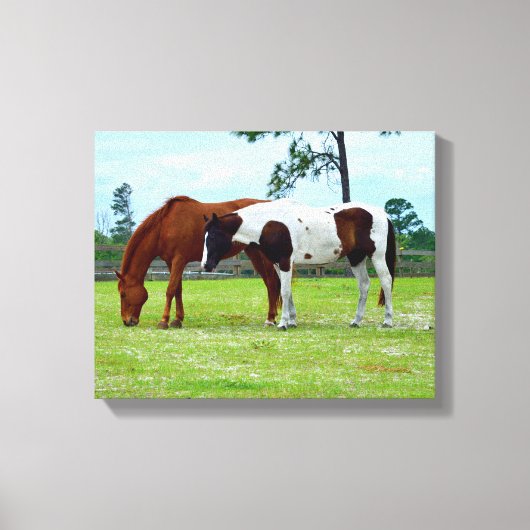Zwei Pferde weiden Leinwand (Vorderseite)