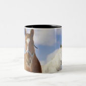 Zwei Pferde Zweifarbige Tasse (Mittel)