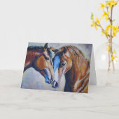 Zwei Pferdegrußkarte Karte (Gelbe Blume)