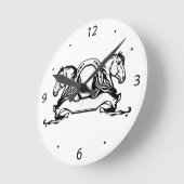zwei Pferdeköpfe und Hufeisen Runde Wanduhr (Winkel)