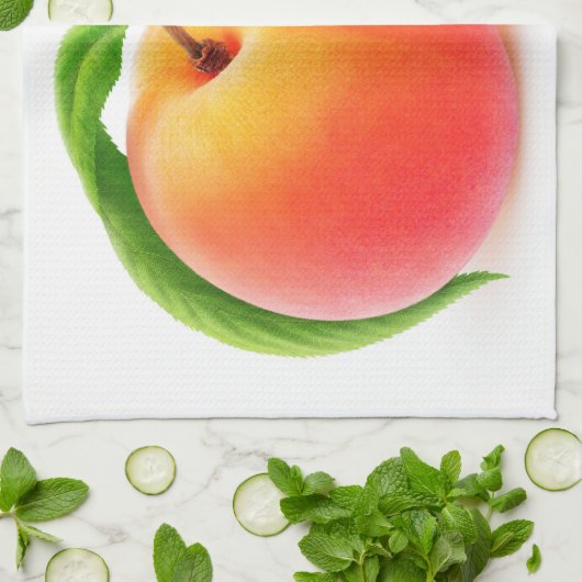 Zwei Pfirsiche Geschirrtuch (Gefaltet)
