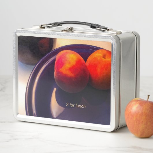 Zwei Pfirsiche noch Leben Metall Lunchbox (Beispiel)