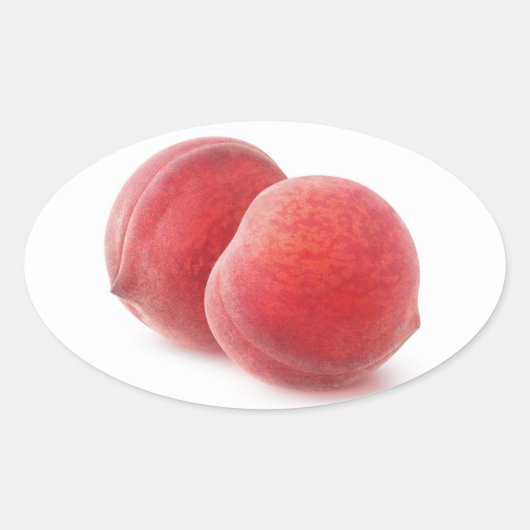 Zwei Pfirsiche Ovaler Aufkleber (Vorderseite)
