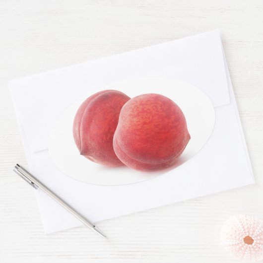 Zwei Pfirsiche Ovaler Aufkleber (Umschlag)