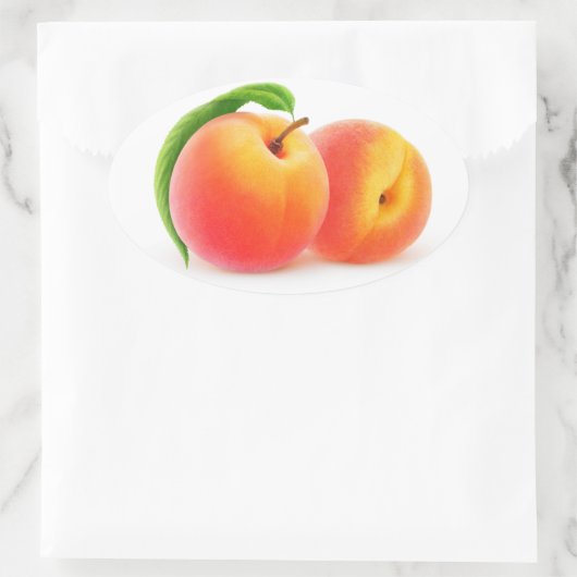 Zwei Pfirsiche Ovaler Aufkleber (Tasche)