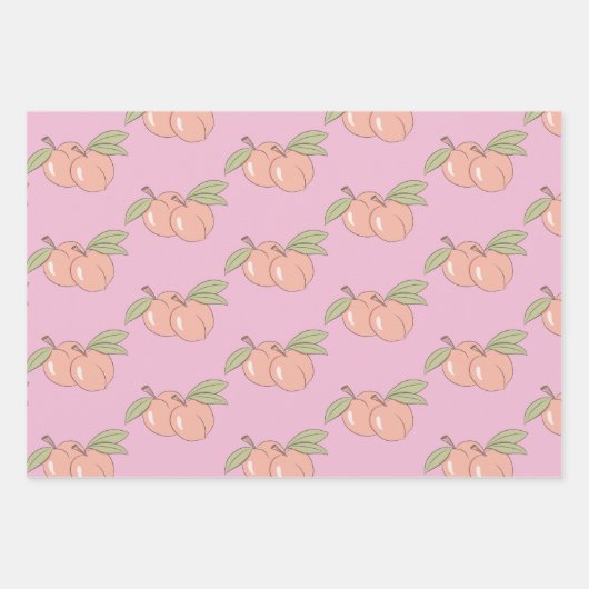 Zwei Pfirsiche zum Umhüllen von Papierblättern Geschenkpapier Set (Vorderseite 3)