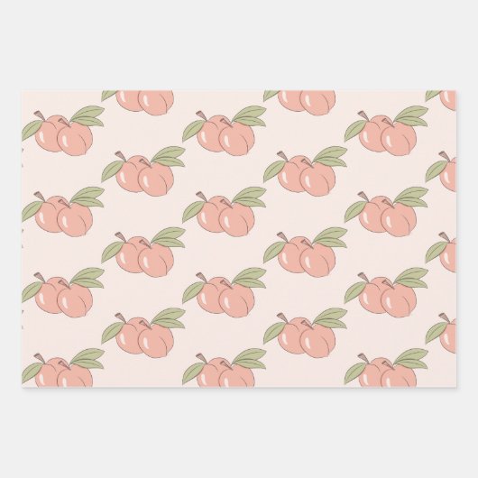Zwei Pfirsiche zum Umhüllen von Papierblättern Geschenkpapier Set (Vorderseite 2)