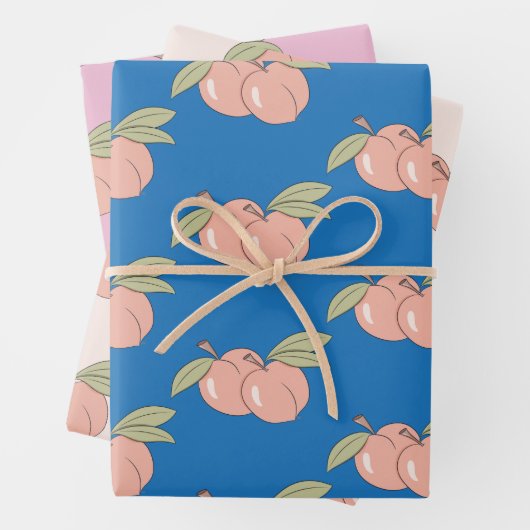 Zwei Pfirsiche zum Umhüllen von Papierblättern Geschenkpapier Set (Beispiel)