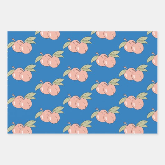 Zwei Pfirsiche zum Umhüllen von Papierblättern Geschenkpapier Set (Vorderseite)