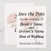 Zwei pfirsichfarbene Nelken Save The Date (Vorne/Hinten)