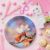 Zwei Phantastische Sakura-Blume. Rosa, blauer Hint Pappteller (Party)