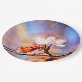 Zwei Phantastische Sakura-Blume. Rosa, blauer Hint Pappteller (Schrägansicht)