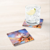 Zwei Phantastische Sakura-Blume. Rosa, blauer Hint Rechteckiger Pappuntersetzer (Vor Ort)