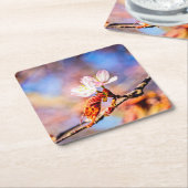 Zwei Phantastische Sakura-Blume. Rosa, blauer Hint Rechteckiger Pappuntersetzer (angewinkelt)