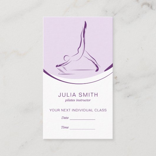 Zwei Pilates-Posen auf dem Reformer | Farbe Visitenkarte (Vorderseite)