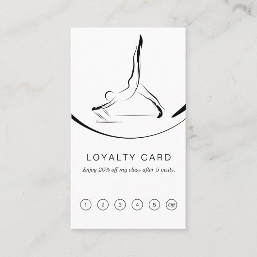 Zwei Pilates-Posen auf dem Reformer Treuekarte (Vorderseite)