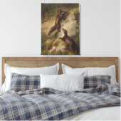 Zwei Pine Martens auf einem Felsen im Wald Leinwanddruck (Insitu (Schlafzimmer))