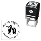 Zwei Pinguine Silhouette "From the Library" Name Permastempel (Beispiel)