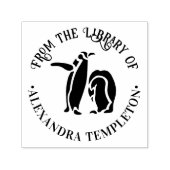 Zwei Pinguine Silhouette "From the Library" Name Permastempel (Design)