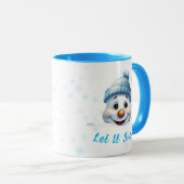 Zwei pinkende Schneemänner in Blue Christmas Coffe Tasse (VorderseiteRechts)
