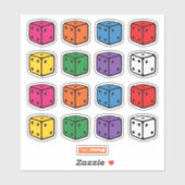 Zwei Pips - mehrfarbige Würfel Aufkleber (Blatt)