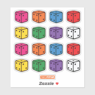 Zwei Pips - mehrfarbige Würfel Aufkleber