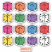 Zwei Pips - mehrfarbige Würfel Aufkleber (Vorderseite)