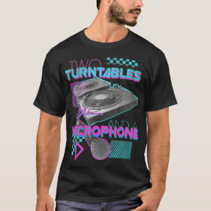 Zwei Plattenspieler und Mikrofon Retro 80er Vinyl  T-Shirt