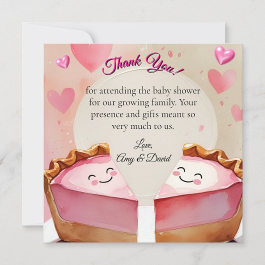 "Zwei Platterbsen im Kuchen!" - Twin Baby Girl Dus Dankeskarte (Vorderseite)