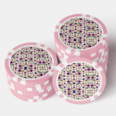 Zwei Pokerchips mit rosa Rand und aufwendigen  (Stapel)