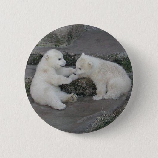 Zwei Polar Bären Cubs Button (Vorderseite)