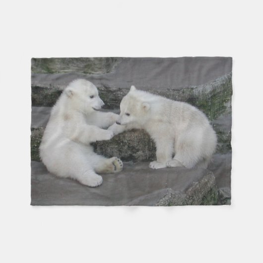 Zwei Polar Bären Cubs Fleecedecke (Vorderseite (Horizontal))
