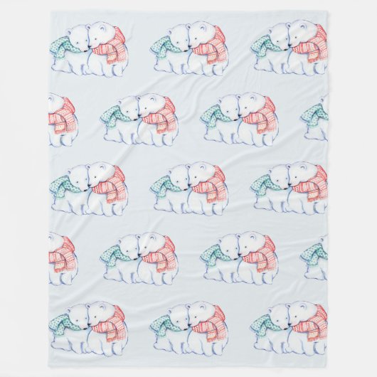 Zwei Polar Bears Fleece Blanket (Vorderseite)