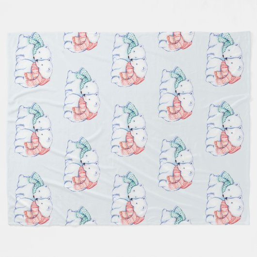 Zwei Polar Bears Fleece Blanket (Vorderseite (Horizontal))